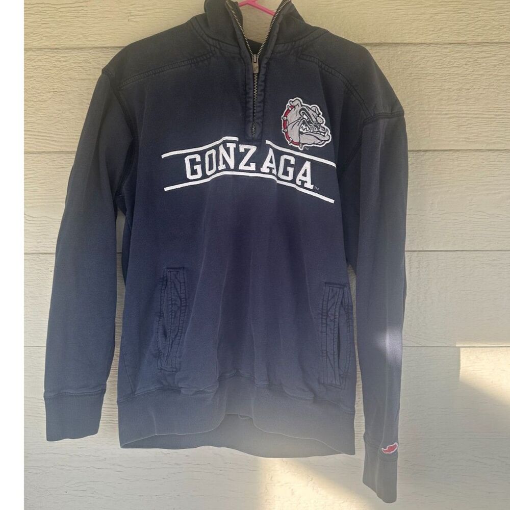 League Collegiate Outfitters Gonzaga Bulldogs 1/4 Zip Pullover Sweatshirt Mens L